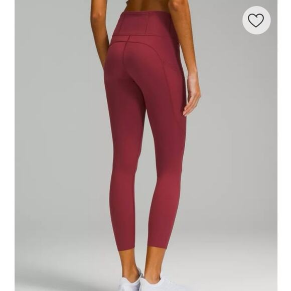 NWOT Lululemon Fast & Free Brushed Nulux 25” High-Rise Tight Red Maroon Size 2 - Picture 3 of 10